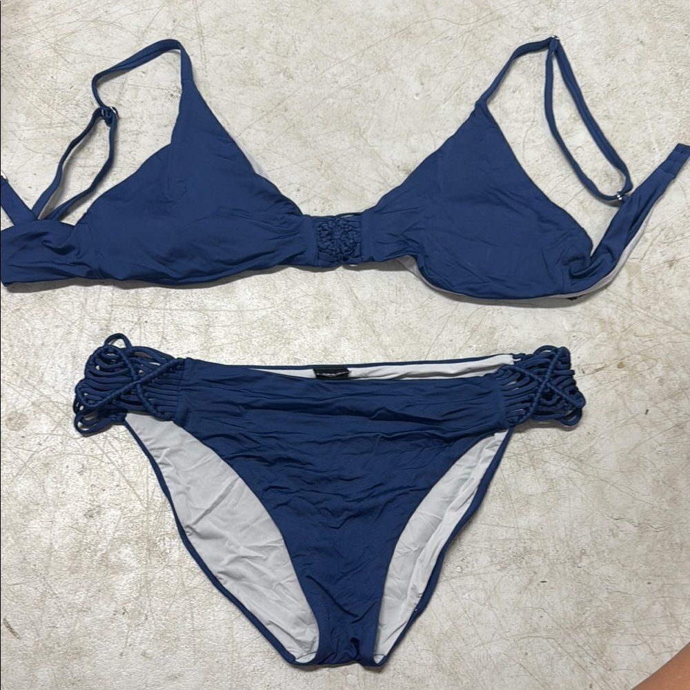 Dolce Vita Blue Bikini Swimwear Set Size Large - NWT - Adjustable Straps